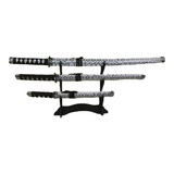 Kit 3 Espadas Katana Samurai Ninja Conjunto Decorativas