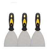 Kit 3 Espátula De Aço Lisa Com Cabo Emborrachado 3   0 7mm