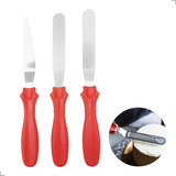 Kit 3 Espátulas Inox Confeiteiro Ganachear Confeitar Bolo