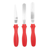 Kit 3 Espátulas Inox Confeiteiro Ganachear Confeitar Bolo