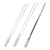 Kit 3 Espetos Churrasco Aço Inox Duplo E Espada Lâmina 40cm