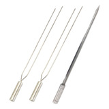 Kit 3 Espetos Churrasco Aço Inox Duplo E Espada Lâmina 60cm