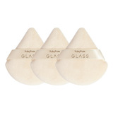 Kit 3 Esponja De Maquiagem Glass Ruby Rose Powder Puff P Pó Tamanho Da Esponja Mini