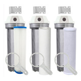 Kit 3 Estágio Filtro Agua Pura Cavalete Entrada Caixa Pia Cor Transparente Conexão 1 2