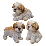 Kit 3 Estatuetas Pet Filhote Cachorro Gato Cao Enfeite Sala