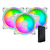 Kit 3 Fan Cooler Master Mf120 Halo 120mm 12cm White Edition Branco Controlador Argb