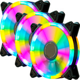 Kit 3 Fan Cooler Ventoinha Rgb 120mm C Sistema Fluxo Frio
