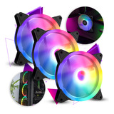 Kit 3 Fans Cooler Led Rgb 120mm Ventoinha Gabinete Pc Gamer