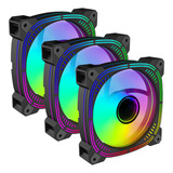Kit 3 Fans Cooler Pc Gamer Rgb Ventoinha Gabinete Computador Led Rainbow