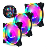 Kit 3 Fans Cooler Rgb 120mm Ventoinha Gabinete Pc Gamer Led