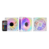 Kit 3 Fans K-mex Aara Argb Rainbow Infinite Space Branco