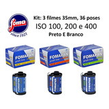 Kit 3 Filmes 35mm Preto E Branco 36 Poses Iso 100 200 400