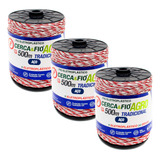 Kit 3 Fio Eletroplástico Cerca Elétrica Agro 15x6 500m Rural