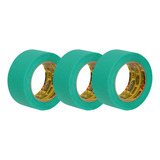 Kit 3 Fita Crepe Verde 48x50m Automotiva Larga Mascaramento
