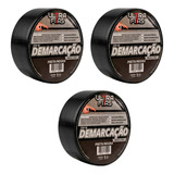 Kit 3 Fita Demarcação Pvc 30 Metros Preto Solo Chão Piso Liso