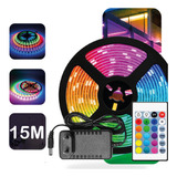 Kit 3 Fita Led Rgb 5050 Rolo 5m Controle Fonte Bivolt