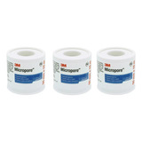 Kit 3 Fitas Micropore 3m 5cmx10m Branco