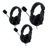 Kit 3 Fone Headset Home Office Telemarketing Callcenter Usb