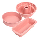 Kit 3 Formas De Silicone Antiaderente Para Pão Bolo E Pudim