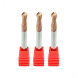 Kit 3 Fresas Esféricas 6mm 2 Cortes Metal Duro 55hrc