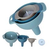Kit 3 Funil Com Peneira Coador Pequeno Médio Grande Cozinha