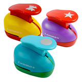Kit 3 Furador 16 Mm Cartonagem Papel Circulo Estrela Laço Cor Variadas Forma Da Perfuração Círculo Estrela Ou Laço