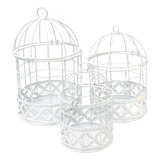 Kit 3 Gaiolas Decorativas Redonda Branca Cor Branco