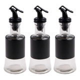 Kit 3 Galheteiro Porta Azeite C Dosador 200ml Inox Vidro