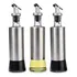 Kit 3 Galheteiro Porta Azeite Vinagre Em Inox E Vidro 300ml