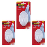 Kit 3 Gancho Adesivo Scotch Plástico Grande Suporta 3kg 3m