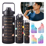 Kit 3 Garrafa Água Academia 2000 900 300ml Squeezes Adesivo