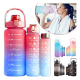 Kit 3 Garrafa Água Academia 2000 900 300ml Squeezes Adesivo