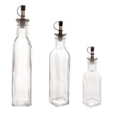 Kit 3 Garrafa Azeite Vinagre Galheteiro Vidro Bico Dosador