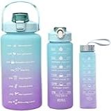 Kit 3 Garrafa De Água Squeeze Motivacional Academia Colorida Antivazamento 3D Tie Dye YODHE