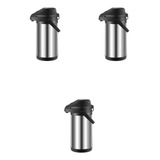 Kit 3 Garrafa Térmica 3 Litros Inox Parede Dupla Giratória