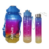 Kit 3 Garrafas Água Squeeze Academia Motivacional 2 Litros