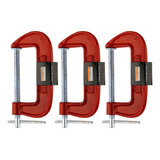 Kit 3 Grampo Marceneiro Leve Tipo C 3 Pol 7 62cm Starfer