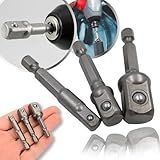 Kit 3 Haste Adaptador Soquete Impacto Parafusadeira Furadeira Bits 1 4 3 8 1 2 Conversor Quadrado Pra Sextavado Pito Canhao Cachimbo Parafuso Mandril Chave Catraca