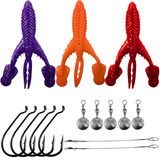 Kit 3 Iscas Craw Padlle Anzol 4 0 Chicote Down Shot 10