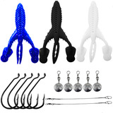 Kit 3 Iscas Craw Padlle Com Anzol 4 0 Chicote Down Shot 10g Cor Azul Branco Preto