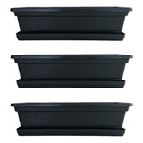 Kit 3 Jardineiras 45cm Com Prato Para Plantas Flores Mudas
