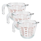 Kit 3 Jarras Medidora 500ml Copo Medidas Em Vidro Temperado