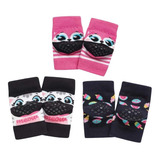 Kit 3 Joelheira Bebê Colorida Menina Engatinhar Puket 7004 F