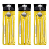 Kit 3 Jogo Clínico Odontológico Pinça Espelho Cabo E Sonda