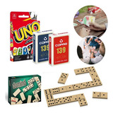 Kit 3 Jogos 2 Baralho Copag 139 1 Uno E 1 Dominó Dorso Sortido Idioma Português Personagem Liso