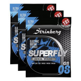 Kit 3 Jogos Cordas Encordoamento Strinberg Guitarra 08 Gs08