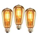 Kit 3 Lâmpada Filamento Led Homefy Decorativa Retrô Vintage Âmbar Branco quente 110v 220v