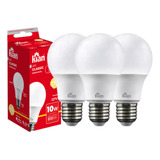 Kit 3 Lampadas 10w Dimerizavel 110v 220v 2500k E27 Amarelo