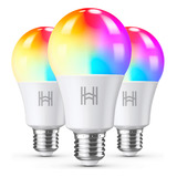 Kit 3 Lâmpadas Inteligente Led 10w Rgb Wifi Smart Alexa Google Homefy