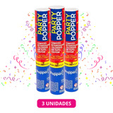 Kit 3 Lança Confete Carnaval Colorido Papel Crepom Festa